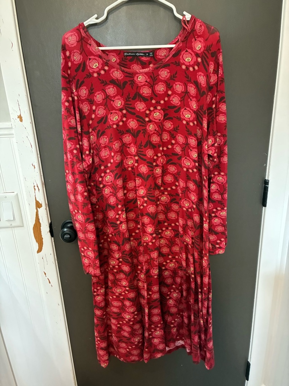 Gudrun Sjoden “Dagny” Red Floral Maxi Dress EUC